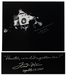 Fred Haise Signed 20 x 16 Photo of the Apollo 13 Lunar Module Lifeboat That Kept the Crew Alive for Days -- Haise Also Writes the Famous Quote, Houston, weve had a problem here!