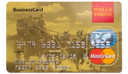 Marlon Brandos Personally Owned Wells Fargo MasterCard -- Business Card Issued to Brando Through His Company Penny Poke Farms
