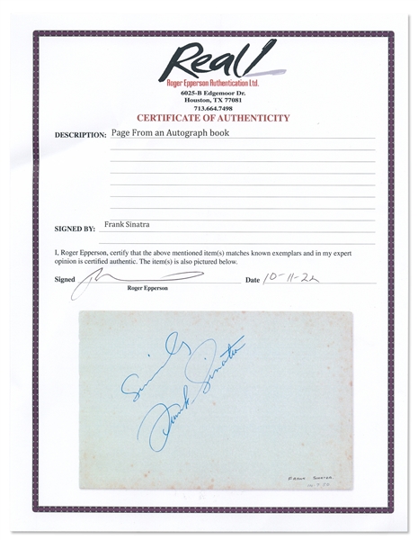 Frank Sinatra Vintage Signature -- With Epperson COA
