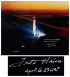 Gorgeous 20 x 16 Photo of the Apollo 13 Saturn V Rocket, Signed by Fred Haise