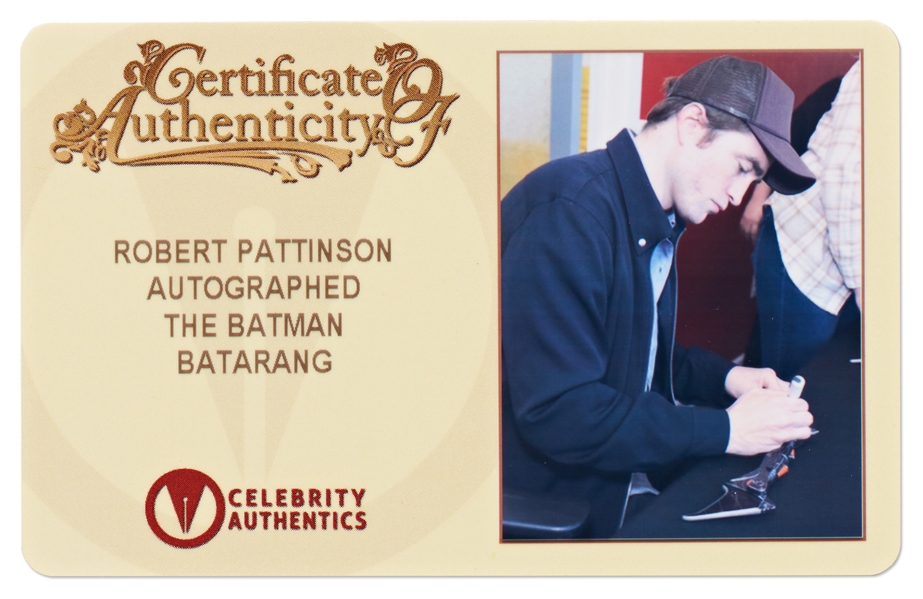 Robert Pattinson Signed Limited Edition Batman Batarang -- From Pattinson's Portrayal of the Iconic Superhero in ''The Batman''