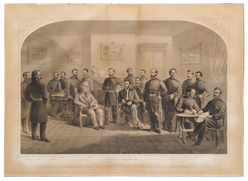 Large Engraving from 1867 of the Appomattox Courthouse Surrender