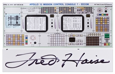 Fred Haise Signed Apollo 13 Mission Control Console Print with His Handwritten Quote from the Mission -- Measures 14 x 34