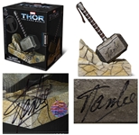 Stan Lee Signed Limited Edition Thor Mjolnir Hammer -- Box Also Signed by Stan Lee, with PSA/DNA COAs for Each Signature