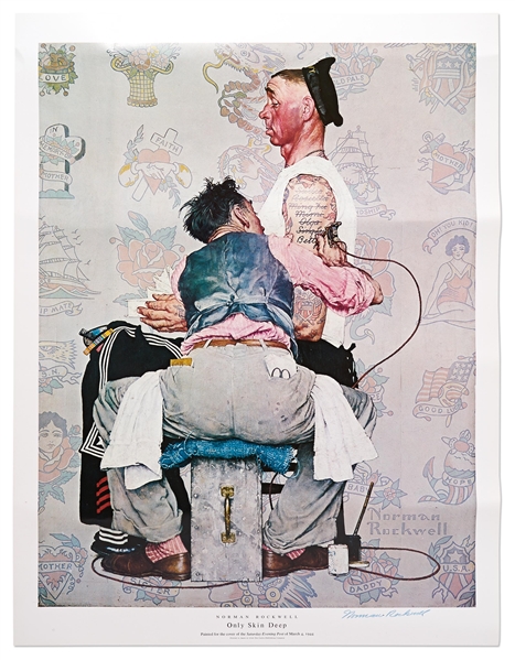Norman Rockwell Signed ''Only Skin Deep'' Poster in Near Fine Condition