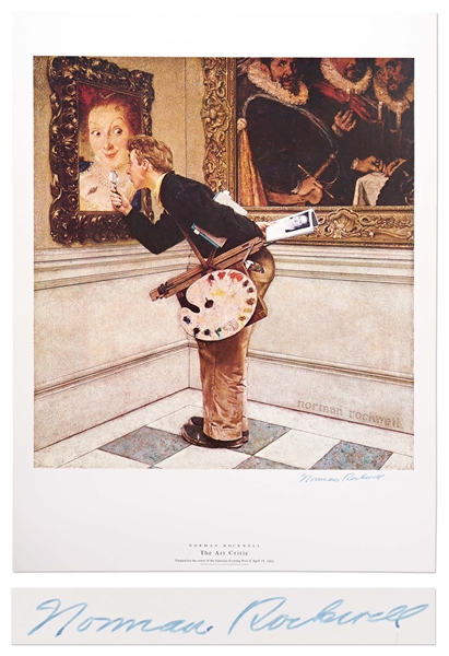 Norman Rockwell Signed ''The Art Critic'' Poster -- Near Fine Condition