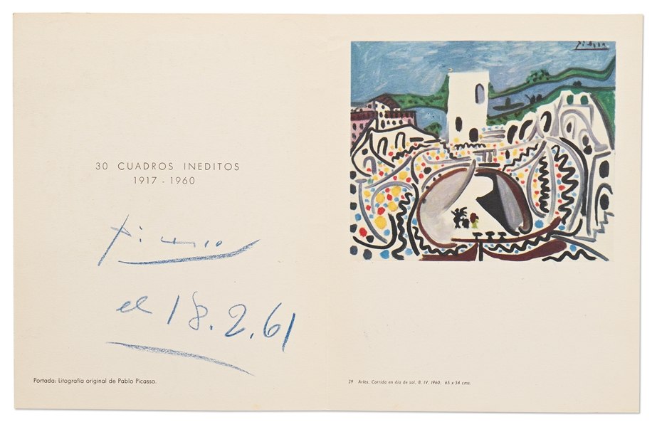 Pablo Picasso Signed Program for an Exhibit of His Work in 1961 -- With PSA/DNA COA