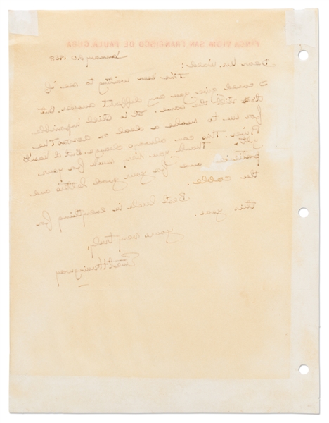 Ernest Hemingway Autograph Letter Signed Regarding a Film Adaptation of ''Across the River and Into the Trees''