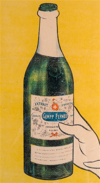 Turn of the 20th Century Lithograph by Artist Leonetto Cappiello for Absinthe Gempp Pernod Liquor -- Measures 54.5'' x 77.75''