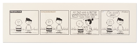 Original Charles Schulz Hand-Drawn Peanuts Comic Strip from 1958 -- Oh, Good Grief!