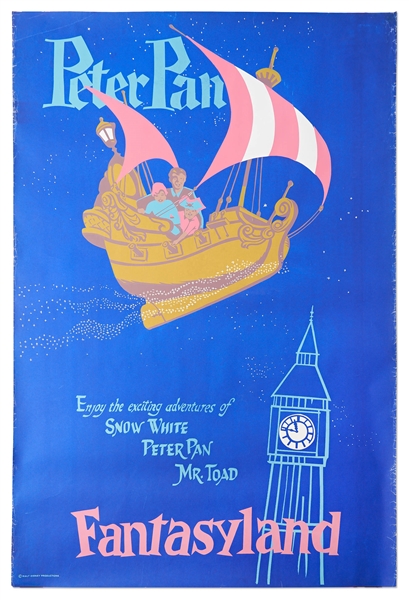Original Disneyland Peter Pan Silk-Screened Park Attraction Poster