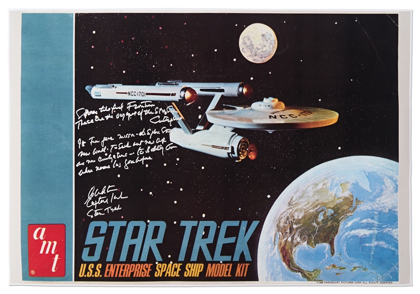 William Shatner Signed ''Star Trek'' Poster -- Shatner Writes the Famous Title Sequence Introduction: ''Space the Final Frontier...William Shatner / Capt. Kirk / Star Trek''