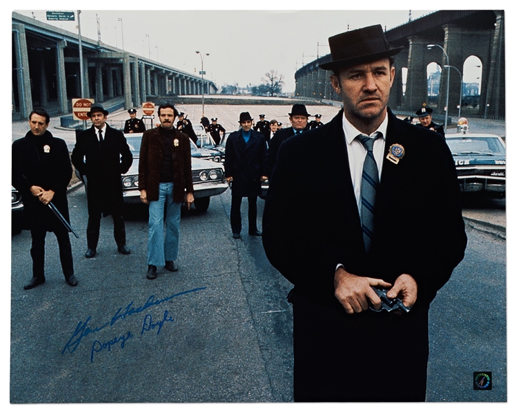 Gene Hackman Signed 20'' x 16'' Photo as Popeye Doyle From ''The French Connection''