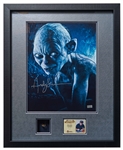 Andy Serkis Signed 11 x 14 Photo as Gollum from Lord of the Rings -- Framed with a Replica of the One Ring