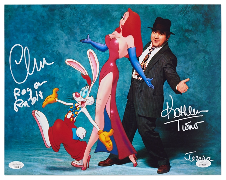 Kathleen Turner & Charles Fleischer Signed 11'' x 14'' Photo from ''Who Framed Roger Rabbit?'' -- With JSA COA