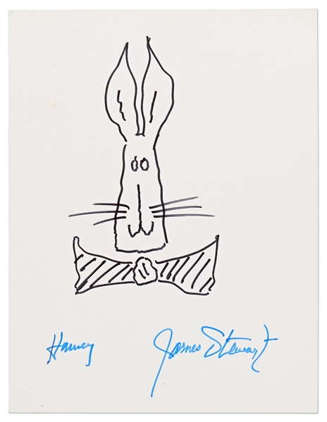 James Stewart Signed Sketch of the Rabbit in ''Harvey''