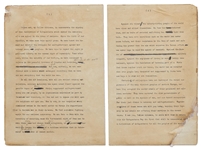 Woodrow Wilson Speech Draft, Hand-Annotated as President -- Wilson Writes Fiery Rhetoric Regarding the Evils of Germany During WWI -- …Against the horror of military conquest…