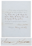 Andrew Johnson Warrant Signed as President, Regarding the Consular Convention Between the United States and Italy
