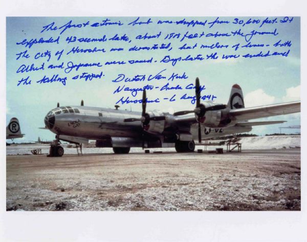 Theodore ''Dutch'' Van Kirk on the Hiroshima Mission: ''The first atomic bomb was dropped from 30,600 ft. It exploded 43 seconds later, about 1800 feet above the ground. The city of Hiroshima was...