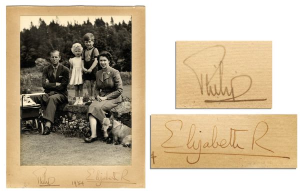 Very Special Queen Elizabeth II and Prince Philip Signed Photo -- 1954