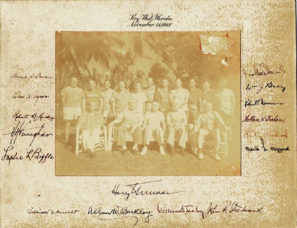 President Harry Truman Signed Photo -- Co-Signed by 15 of His Advisors Including His Vice-President, His Doctor, Chief of Staff and WWII Generals