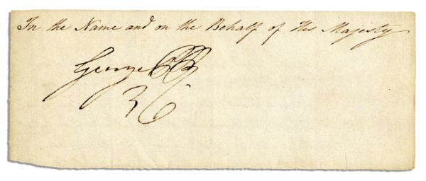 George VI Signature as Prince Regent -- Signed ''George P'' Underneath Manuscript in Another Hand, ''In the Name and on the Behalf of His Majesty'' -- 7.75'' x 3'' Slip Is Near Fine