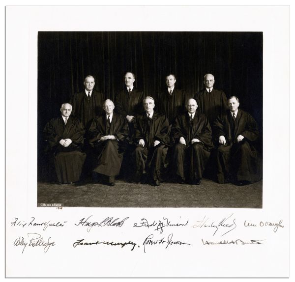 Photo of the 1947 Vinson Supreme Court Signed by All Nine Justices