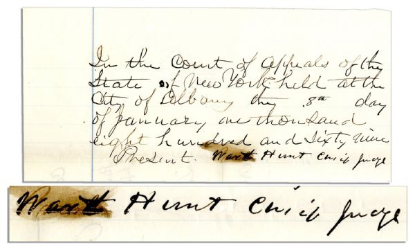 Autograph by U.S. Supreme Court Justice Ward Hunt