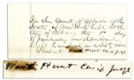 Autograph by U.S. Supreme Court Justice Ward Hunt