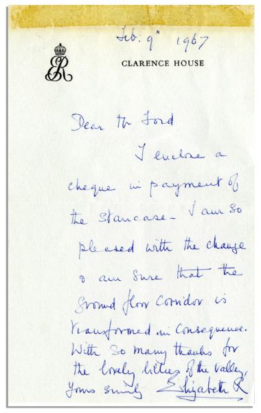 Queen Elizabeth Autograph Letter Signed -- ''...many thanks for the lovely lilies of the valley...''