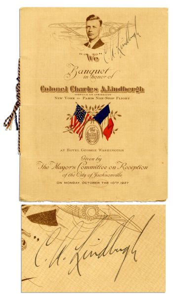 Charles Lindbergh Signed Program -- From 1927 National ''Lindbergh Tour''