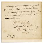 Mark Twain Autograph Note Twice-Signed -- Always acknowledge a fault frankly. This will throw those in authority off their guard & give you opportunity to commit more...
