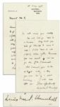 Winston Churchill Autograph Letter Signed to His Ill Secretary -- ...Remember you can count on me...All I want you to do is get well... -- 1938