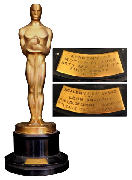 Oscar Statue Awarded to Leon Shamroy for the Color Cinematography of 1945's ''Leave Her to Heaven''