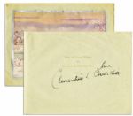 Christmas Card Signed From Clementine Churchill in Black Ink -- Measures 7.75 x 6 -- Slight Soiling to Edges, Overall Very Good