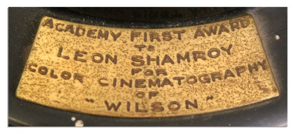 Oscar Statue Awarded to Leon Shamroy for Color Cinematography of the 1944 Film ''Wilson'' -- Master Cinematographer Who Received 18 Nominations