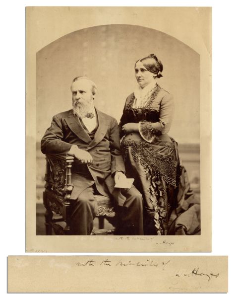 President Rutherford B. Hayes Signed Photograph -- Scarce Large Photo Measures 15'' x 20.5''