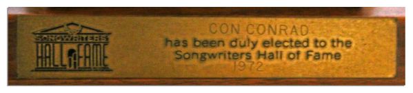 Songwriters Hall of Fame Award Inducting Con Conrad -- First Oscar Recipient of ''Best Original Song''