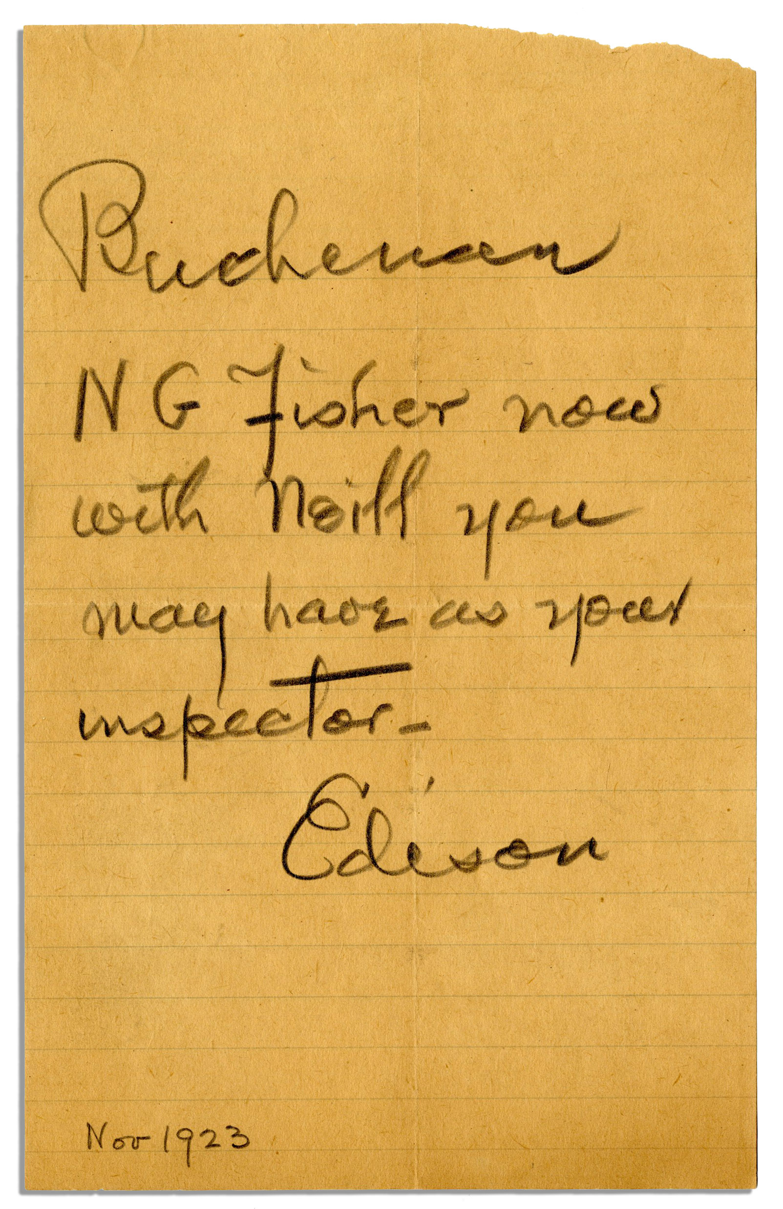 Lot Detail - Thomas Edison Autograph Note Signed