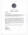 Apollo 15 Flown 6'' x 4'' Algerian Flag -- Signed & Inscribed ''Flown to the Moon on Apollo 15 Al Worden CMP'' by NASA Astronaut Al Worden -- Near Fine -- Also With COA by Worden