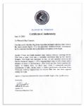 Apollo 15 Flown 6'' x 4'' Flag of Argentina -- Signed & Inscribed ''Flown to the Moon on Apollo 15 Al Worden CMP'' by NASA Astronaut Al Worden -- Near Fine -- Also With COA by Worden