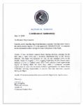 Apollo 15 Flown 6'' x 4'' Barbados Flag -- Signed & Inscribed ''Flown to the Moon on Apollo 15 Al Worden CMP'' by NASA Astronaut Al Worden -- Near Fine -- Also With COA by Worden