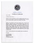 Apollo 15 Flown 6'' x 4'' Bolivia Flag -- Signed & Inscribed ''Flown to the Moon on Apollo 15 Al Worden CMP'' by NASA Astronaut Al Worden -- Near Fine -- Also With COA by Worden