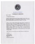 Apollo 15 Flown 6'' x 4'' Burma Flag -- Signed & Inscribed ''Flown to the Moon on Apollo 15 Al Worden CMP'' by NASA Astronaut Al Worden -- Near Fine -- Also With COA by Worden
