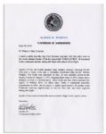 Apollo 15 Flown 6'' x 4'' Burundi Flag -- Signed & Inscribed ''Flown to the Moon on Apollo 15 Al Worden CMP'' by NASA Astronaut Al Worden -- Near Fine -- Also With COA by Worden