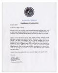 Apollo 15 Flown 6'' x 4'' Cambodia Flag -- Signed & Inscribed ''Flown to the Moon on Apollo 15 Al Worden CMP'' by NASA Astronaut Al Worden -- Near Fine -- Also With COA by Worden