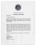 Apollo 15 Flown 6'' x 4'' Ceylon Flag -- Signed & Inscribed ''Flown to the Moon on Apollo 15 Al Worden CMP'' by NASA Astronaut Al Worden -- Near Fine -- Also With COA by Worden