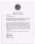 Apollo 15 Flown 6'' x 4'' Chad Flag -- Signed & Inscribed ''Flown to the Moon on Apollo 15 Al Worden CMP'' by NASA Astronaut Al Worden -- Near Fine -- Also With COA by Worden