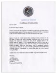 Apollo 15 Flown 6'' x 4'' Columbia Flag -- Signed & Inscribed ''Flown to the Moon on Apollo 15 Al Worden CMP'' by NASA Astronaut Al Worden -- Near Fine -- Also With COA by Worden