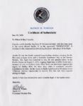 Apollo 15 Flown 6'' x 4'' El Salvador Flag -- Signed & Inscribed ''Flown to the Moon on Apollo 15 Al Worden CMP'' by NASA Astronaut Al Worden -- Near Fine -- Also With COA by Worden